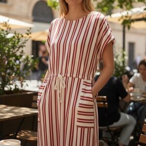 Marine Layer Striped Casual Midi Dress